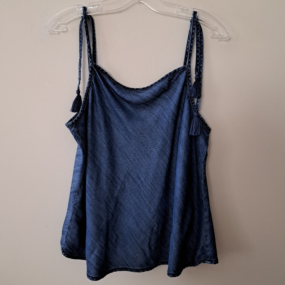 Gap Jean Loose Fit Top with Shoulder Ties with Tassels